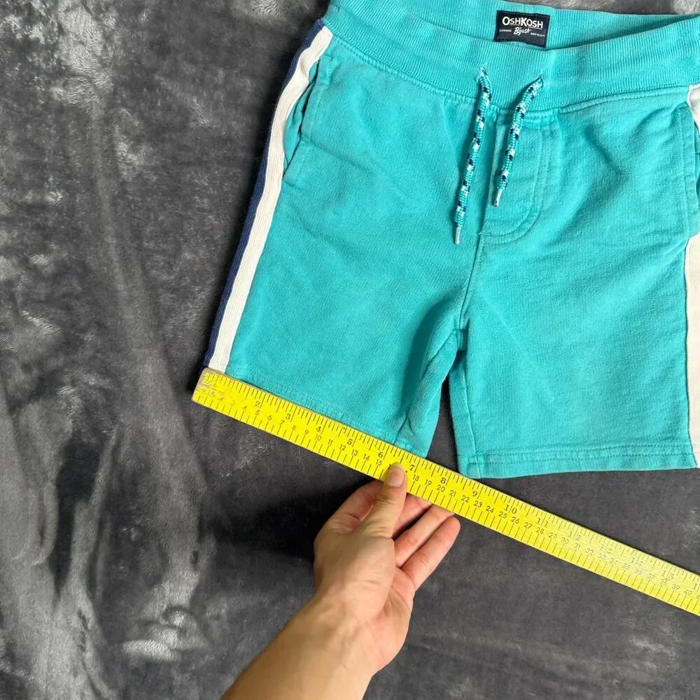 Unisex Kids Oshkos Shorts Aqua‎ Blue Drawings Size 5 Drawstring Outdoors Active